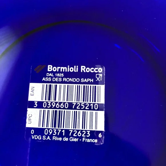 SOLD- Bormioli Rocco Rondo Sapphire Blue Glass 8" Salad Plates - Set of 4 - Picture 2 of 4